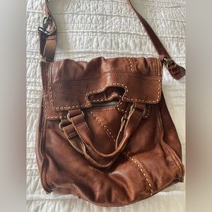 LUCKY BRAND ABBEY ROAD Fold Over Crossbody Leather Bag